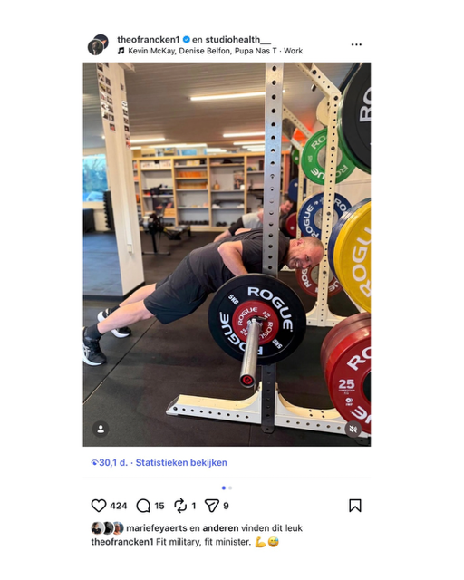 Theo Francken tijdens zijn personal training in Linden